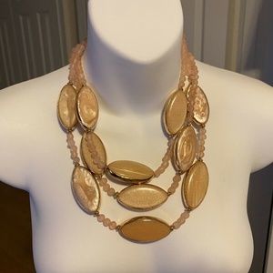 Chico’s Bibb Stone Necklace Goldtone & Blush Pink
